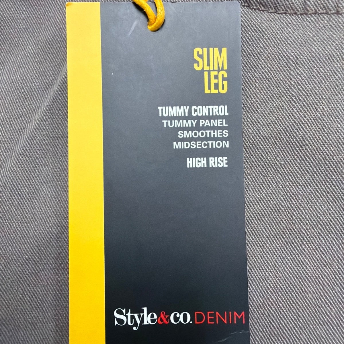 Style & Co Women Brown Slim Leg Pants High Rise Tummy Control 16P