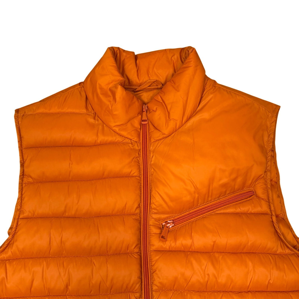 Cole Haan Mens Orange Quilted Puffer Vest With Zip Pockets Lightweight Sz M
