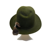 Vintage Rockel Green Wool Fedora Hat Rustic Design Twisted Cord Band Feather OS
