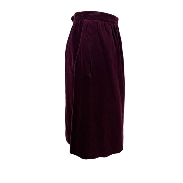 Evan-Picone Women’s Burgundy Velvet Midi Skirt Classic Soft Fabric Size 6