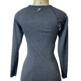 Gym Shark Women's Grey Stretchable Gym Running Long Sleeve Shirt Sz M