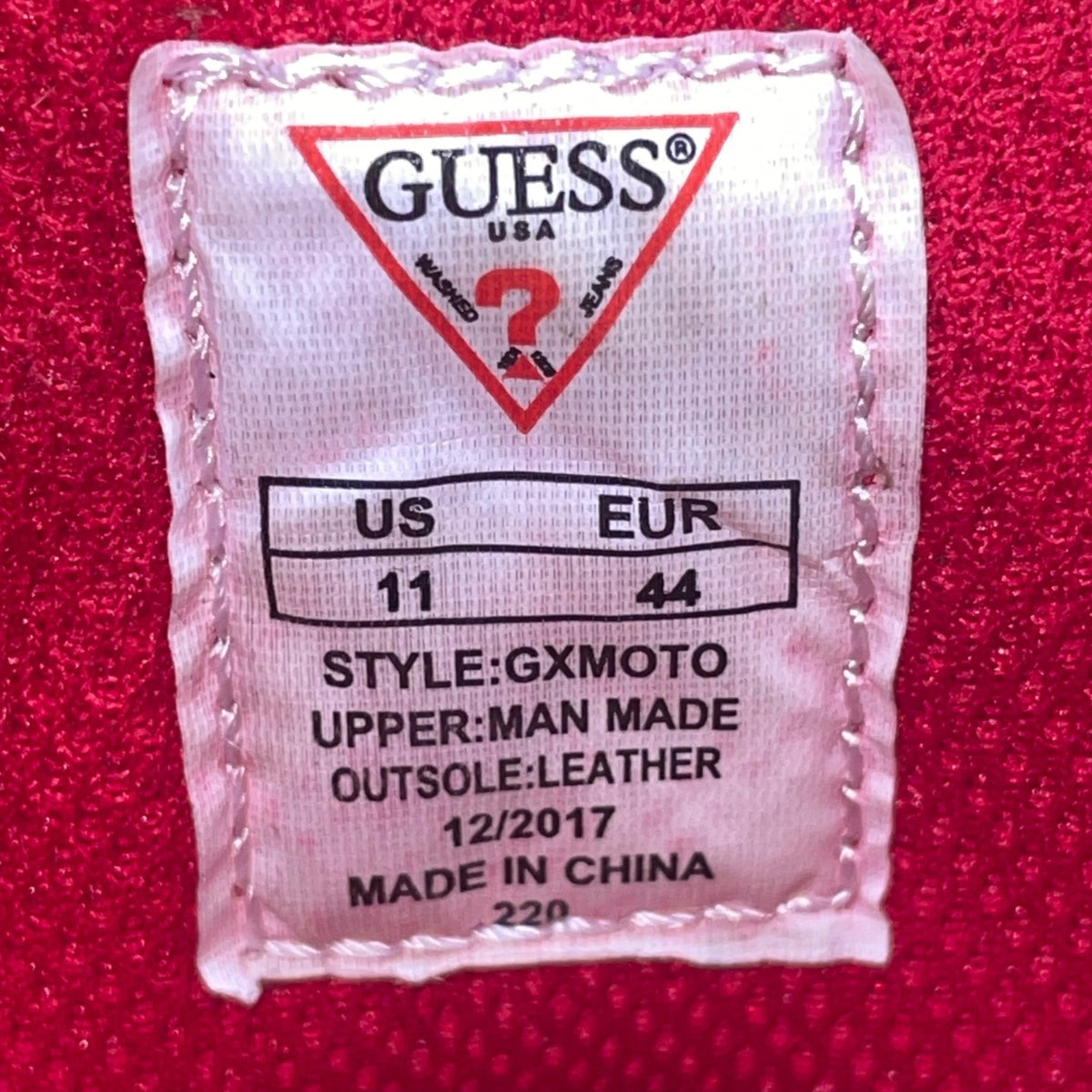 G By Guess Men’s Red Man-Made Quilted Lace-Up GX Moto High-Top Sneakers Size 11