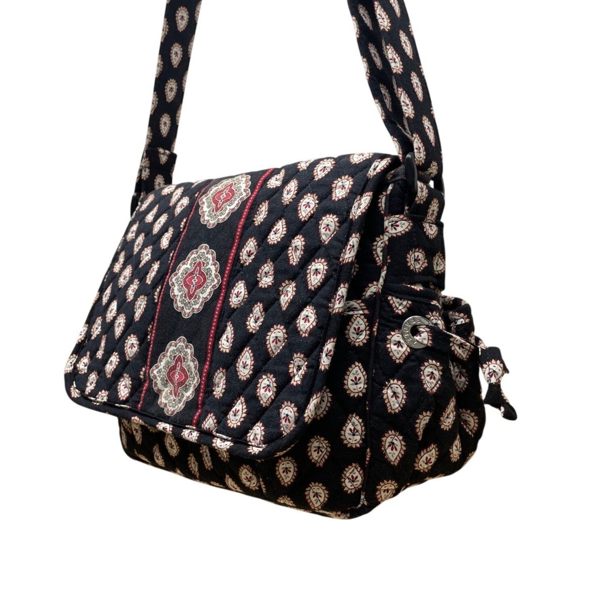 Vera Bradley Women’s Black Quilted Paisley Floral  Adjustable Crossbody Bag