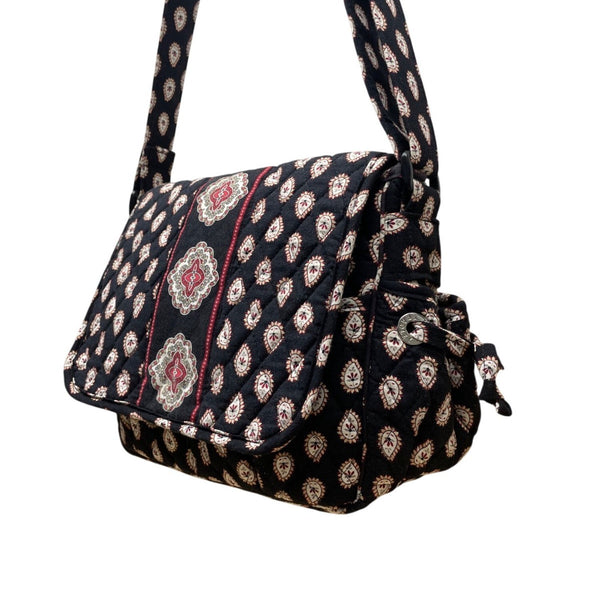 Vera Bradley Women’s Black Quilted Paisley Floral  Adjustable Crossbody Bag