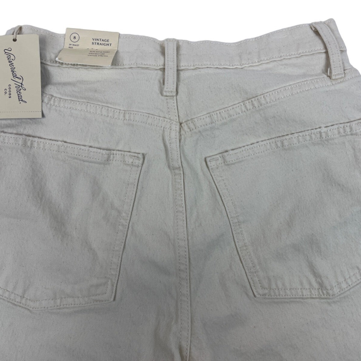 Universal Thread Womens Vintage Stretch High-Rise Straight Jeans 8/29R Beige Cot