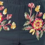 Liv Los Angeles Women’s Black Floral Embroidered Wide-Leg Pants Sz S - New