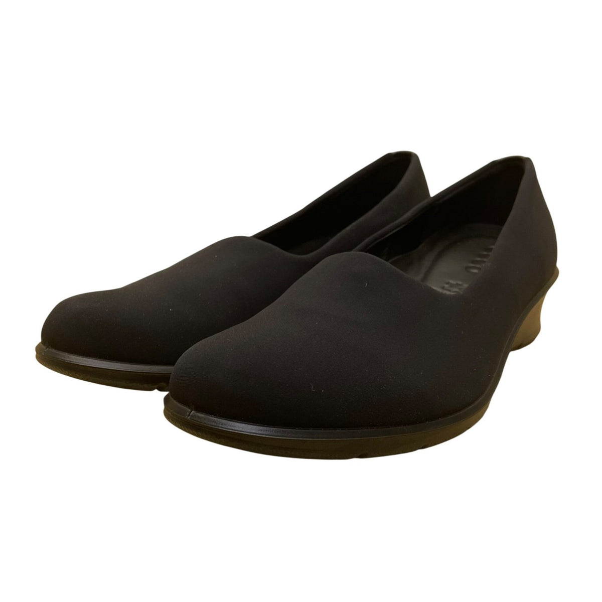 Ecco Women’s Black Leather Wedge Slip-On Comfort Shoes Size 7