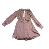 Asos Womens Mauve Tie-Front Long-Sleeve Dress Buttoned Size US 10
