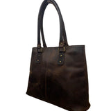 Serrv Women’s Brown Leather Timeless Design With Double Handles Tote Bag