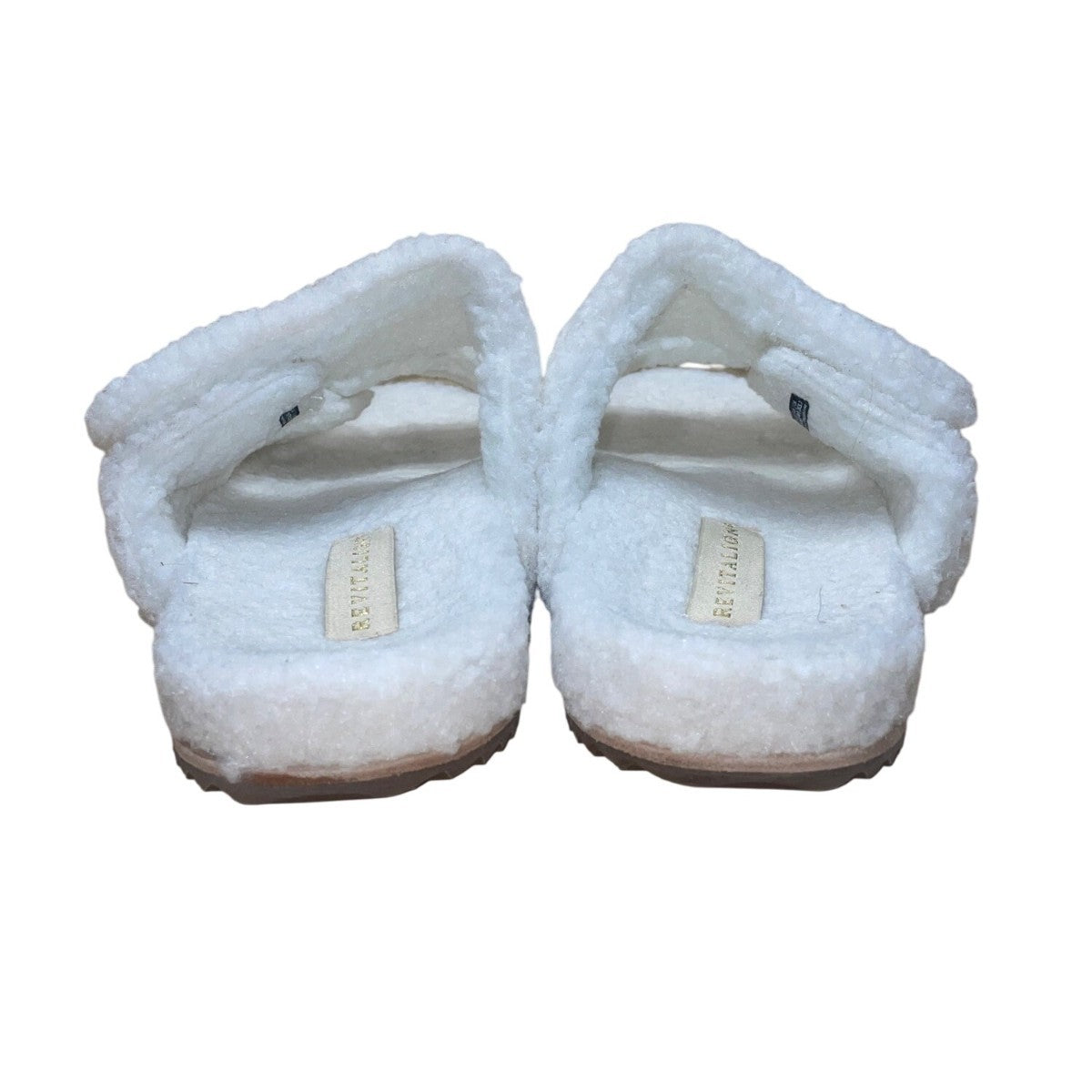 Revitalign Women’s White Fuzzy Comfortable Double Straps Slide Sandals Size 9.5B
