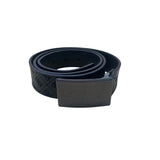 Guess Mens Black Leather Logo Belt Adjustable Polished Plaque Textured Buckle