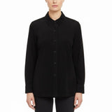 Sutton Studio Womens Black Suede Button-Down Shirt Long Sleeve Sz Large