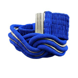 Woven Elastic Womens Vintage Blue Fabric Belt Knot Design Adjustable