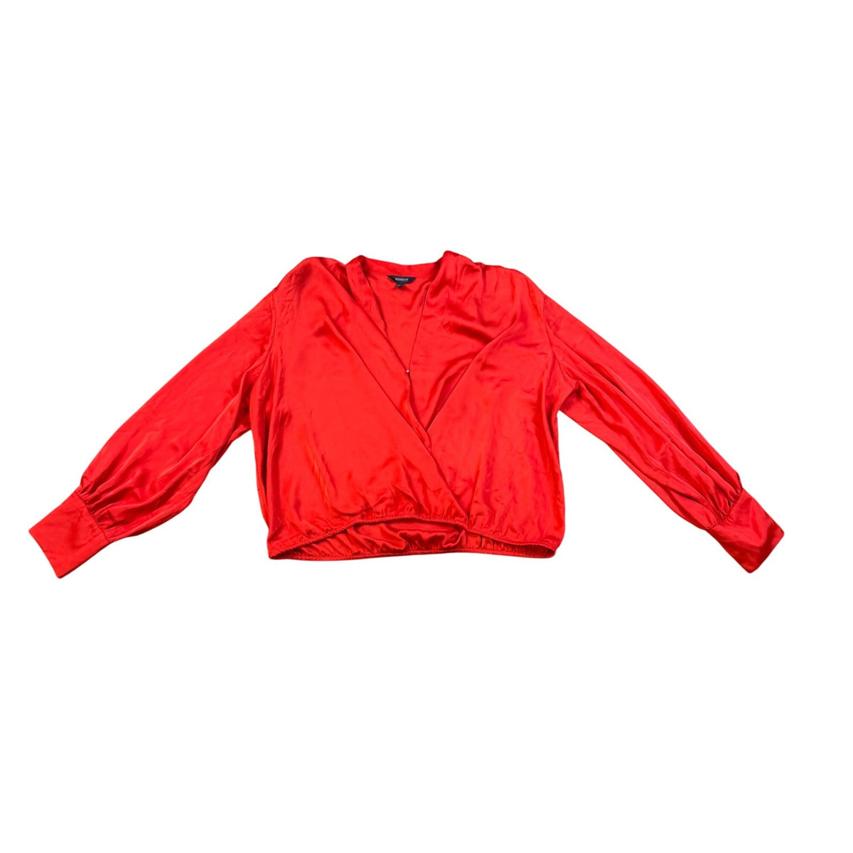 Express Womens Red Blouse Wrap Style Long Sleeve Size XL