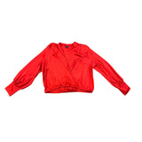 Express Womens Red Blouse Wrap Style Long Sleeve Size XL