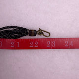 Vintage Multistrand Black & Gold Beaded Necklace With Round Pendant