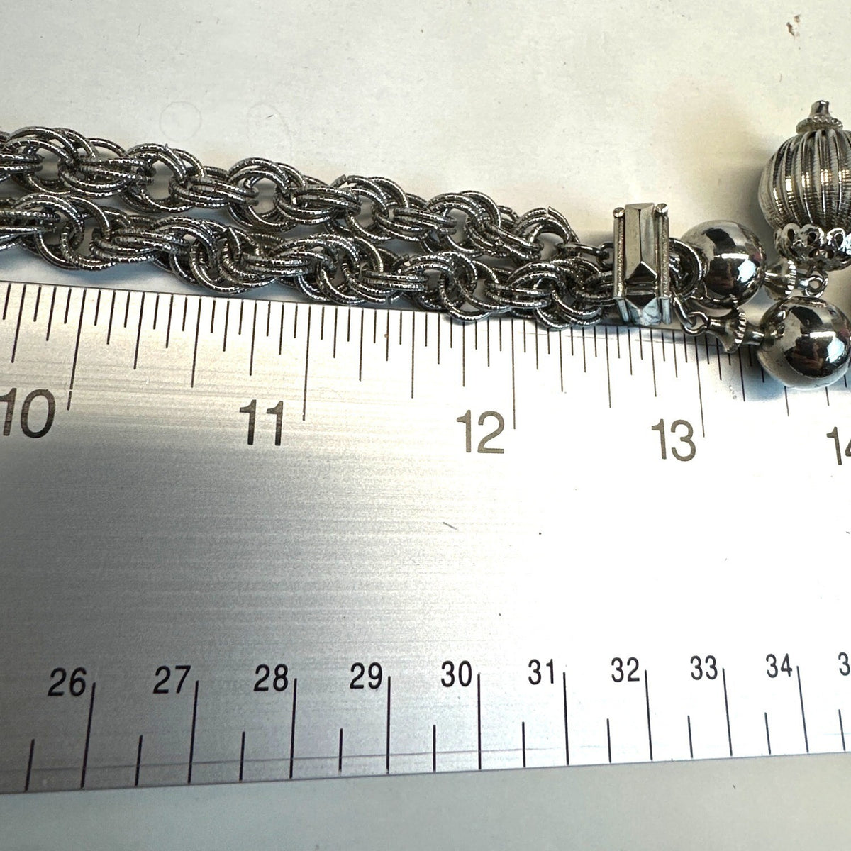 Vintage Women's Silver Tone Double Chain Necklace Sz 26in