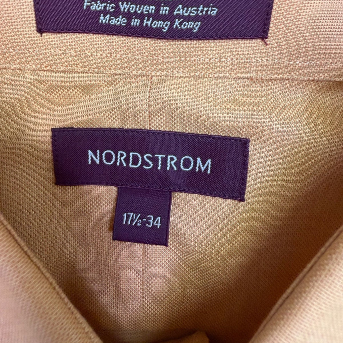Nordstrom Mens Yellow Cotton Long Sleeve Button-Up Shirt With Pocket Size 17 1/2