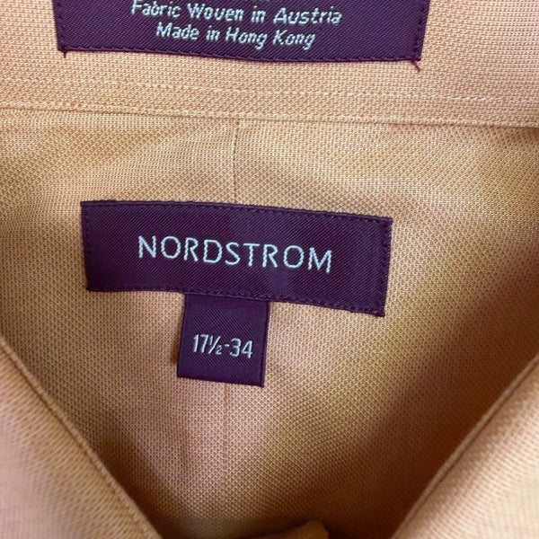 Nordstrom Mens Yellow Cotton Long Sleeve Button-Up Shirt With Pocket Size 17 1/2
