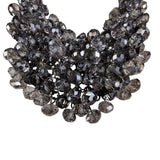 Statement Choker Necklace Women Black Chain Crystal Bead Dramatic Cluster Adjust