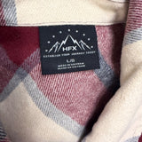 HFX Womens Red Beige Polyes/Wool Long-Sleeve Plaid Button Up Shirt Jacket  Sz L