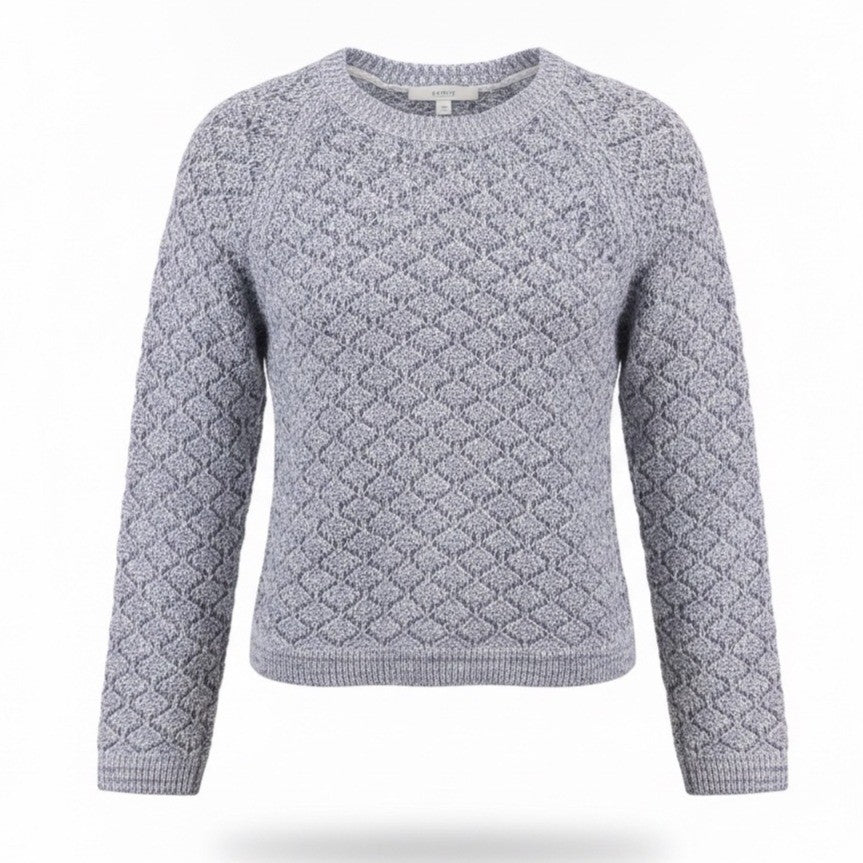 Loft Womens Blue/White Sweater Diamond Knit Pattern Size L