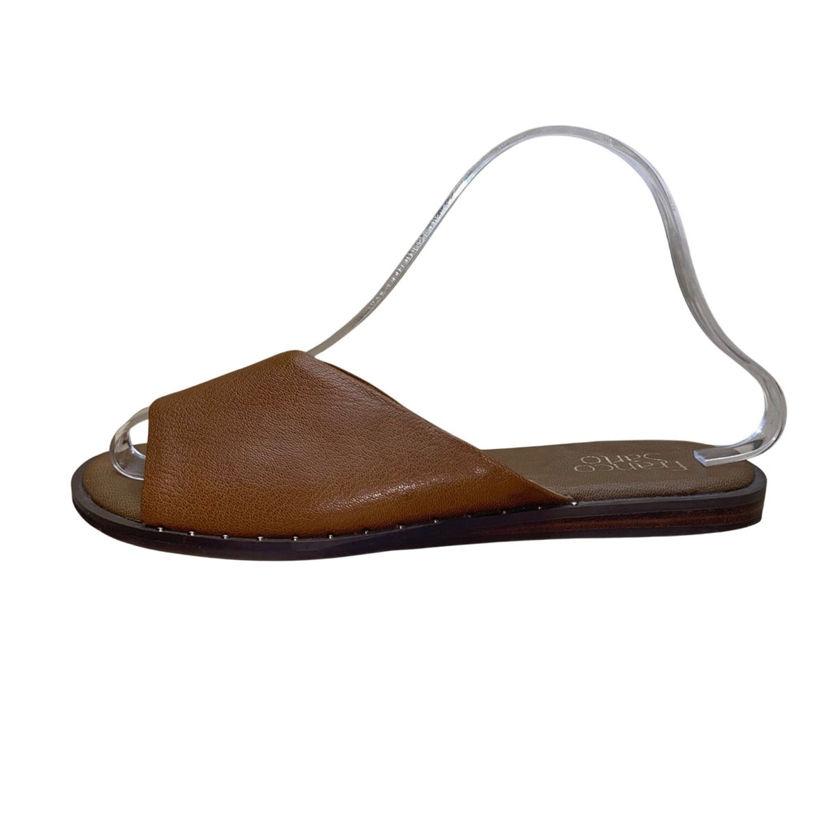 Franco Sarto Women’s Brown Leather Open Toe Slip-On  Riviera Sandals Size 7.5M