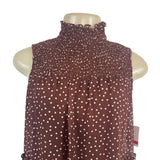 Taylor Women's Brown Polka Dot Tiered Dress With Mock Neck Sz XS - New