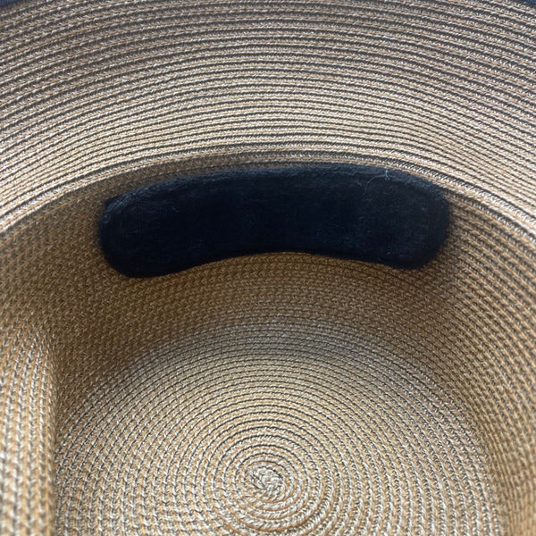 Eric Javits Womens Natural & Black Squishee Straw Sun Hat Adjustable Band OS