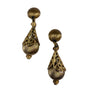 Monet Womens Gold Tone Metal Clip-On Drop Earrings Vintage 1970s Intricate Filig