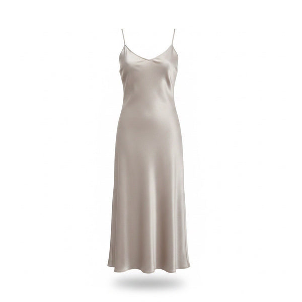 Cynthia Rowley Womens Beige Polyester Satin Slip Dress Maxi Size L