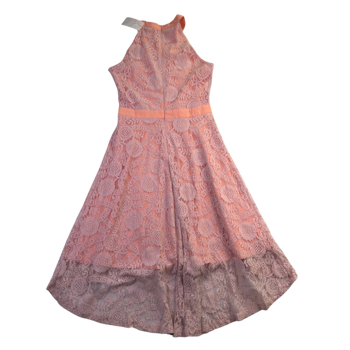 Acevog Womens Peach Lace Sleeveless High-Low Dress Size M