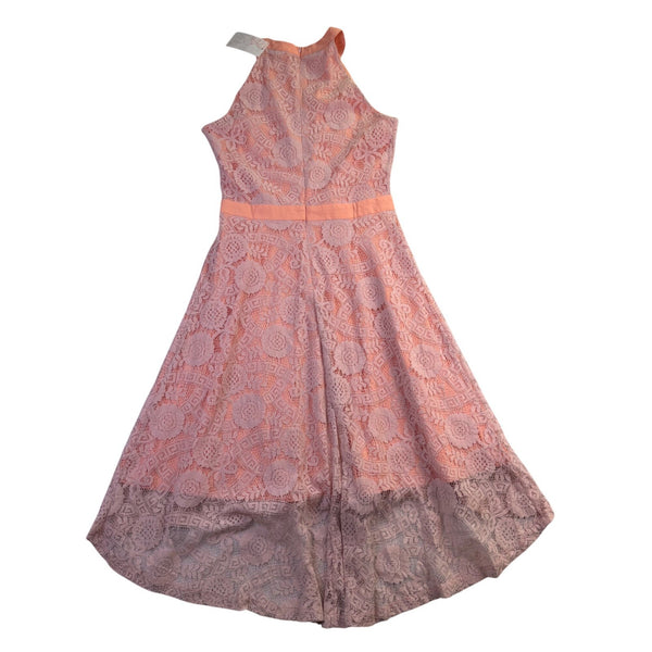 Acevog Womens Peach Lace Sleeveless High-Low Dress Size M