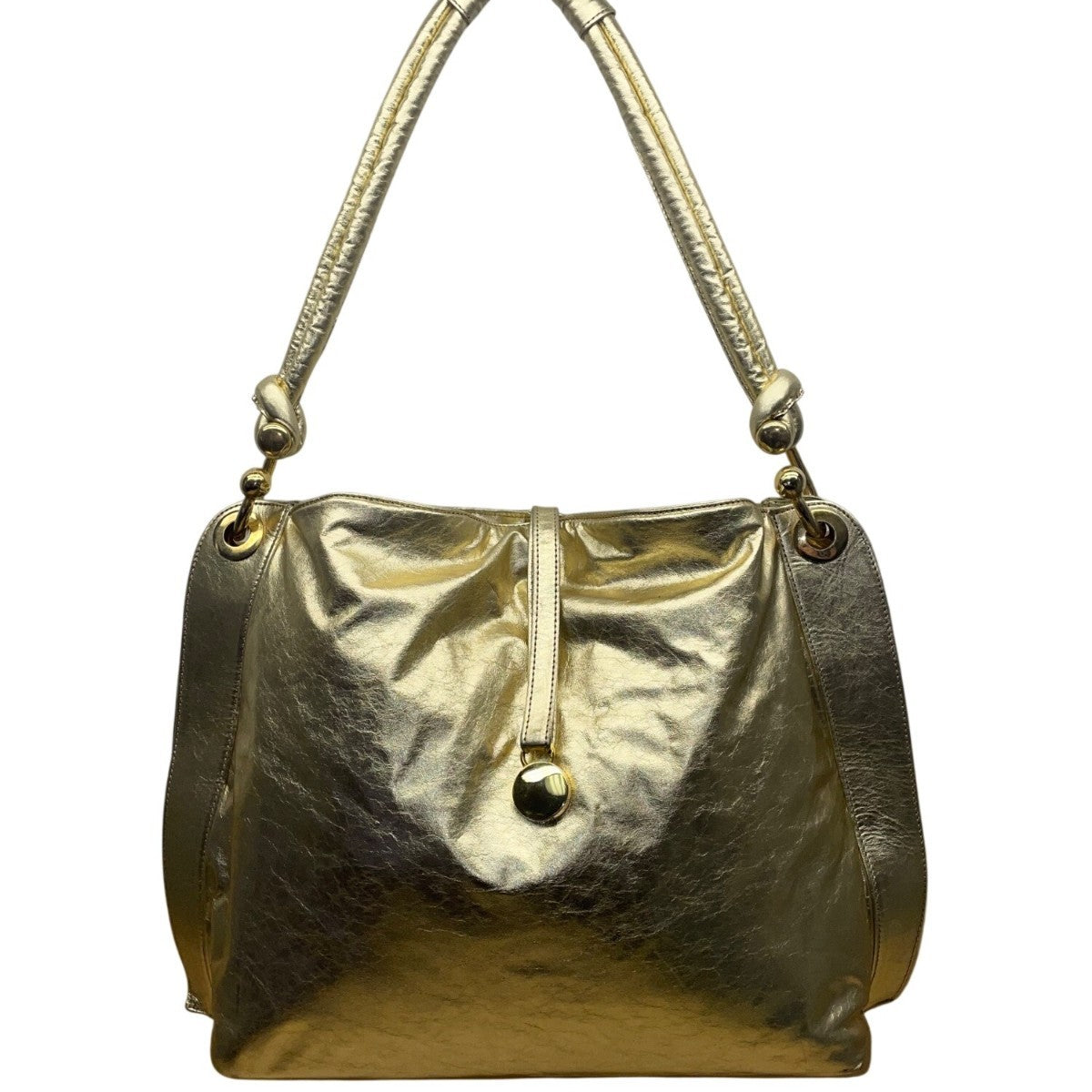 California Women’s Gold Leather Adjustable Strap & Snap Closure Shoulder Bag