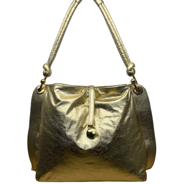 California Women’s Gold Leather Adjustable Strap & Snap Closure Shoulder Bag