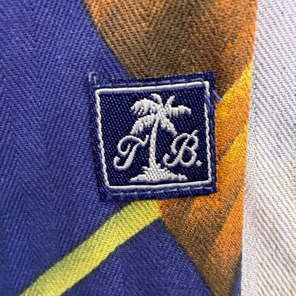 Tommy Bahama Mens Navy Hawaiian Button-Down Shirt Palm Leaf Pattern Size L