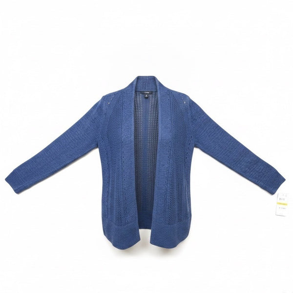Alfani Womens Blue Open-Front Cardigan Petite Lightweight Knit Sz S