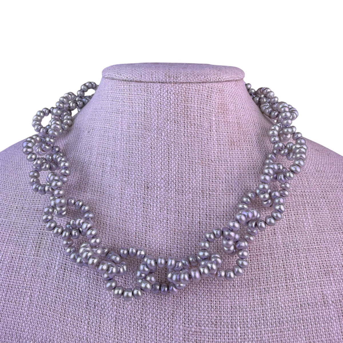 Honora Womens Gray Faux Pearl Necklace & Earring Set With Metal Accents