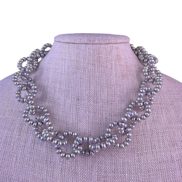 Honora Womens Gray Faux Pearl Necklace & Earring Set With Metal Accents