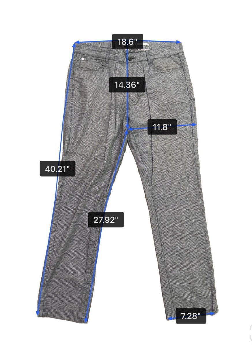 Ben Sherman Mens Gray Stretch Cotton Pants Plaid Regular Fit Size 34W X 32L