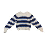 Free People Womens Ivory & Navy Cable Knit Crew Neck Sweater Striped Size S