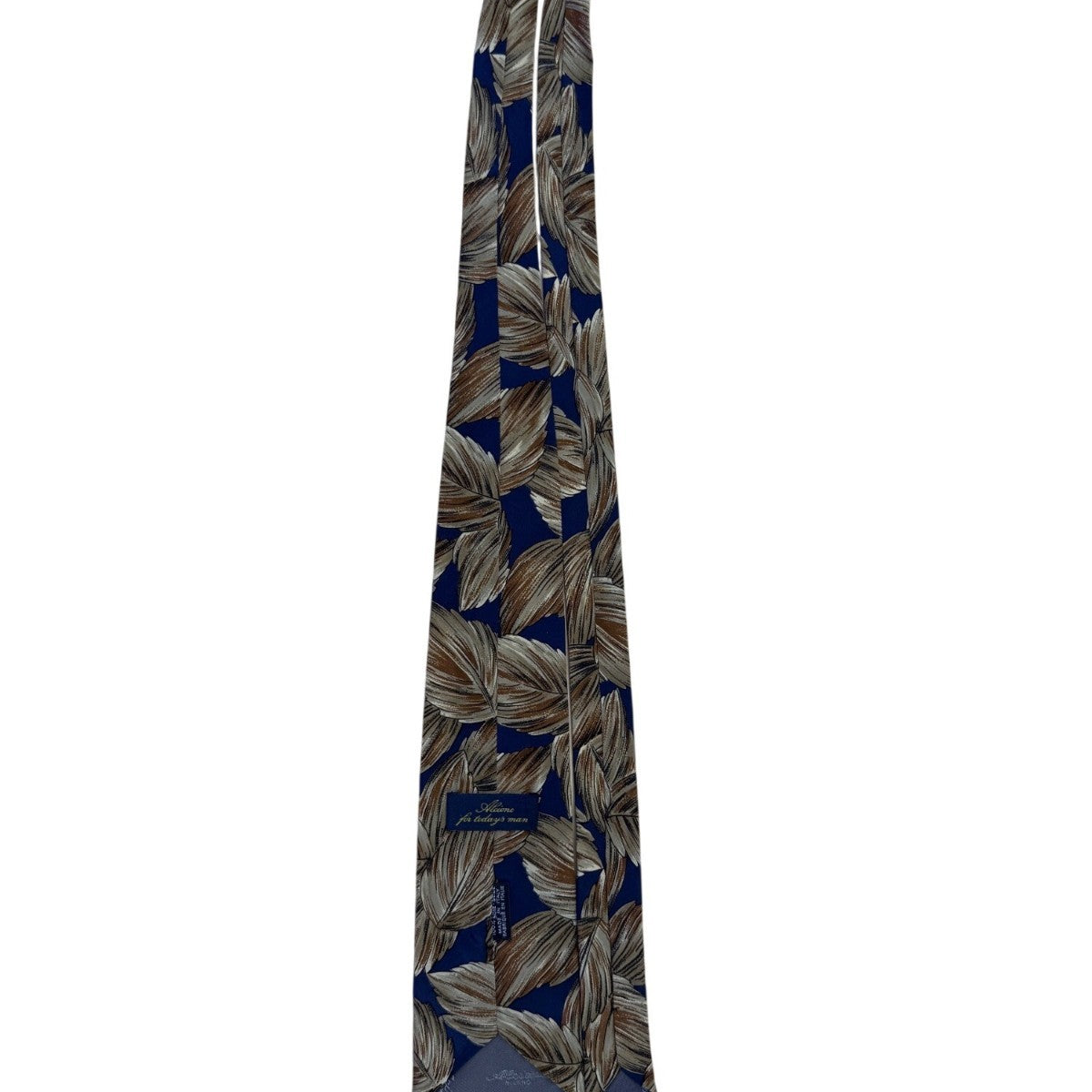 Alfani Mens Blue & Brown 100% Silk Patterned Necktie Made In Italy