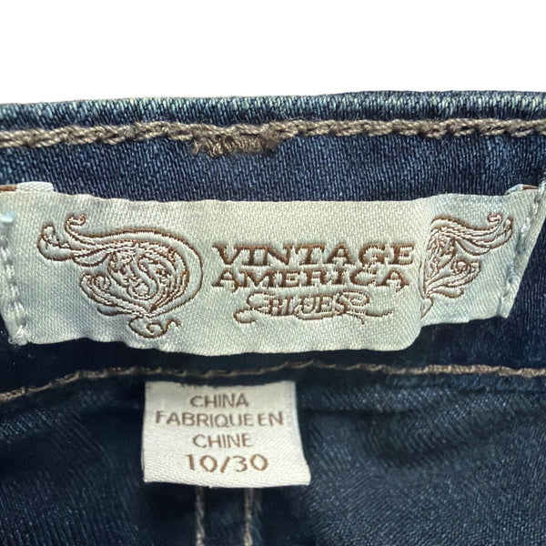 Vintage America Ladies Blue Cotton Stylish Stretch Denim Bootcut Jeans Size 10