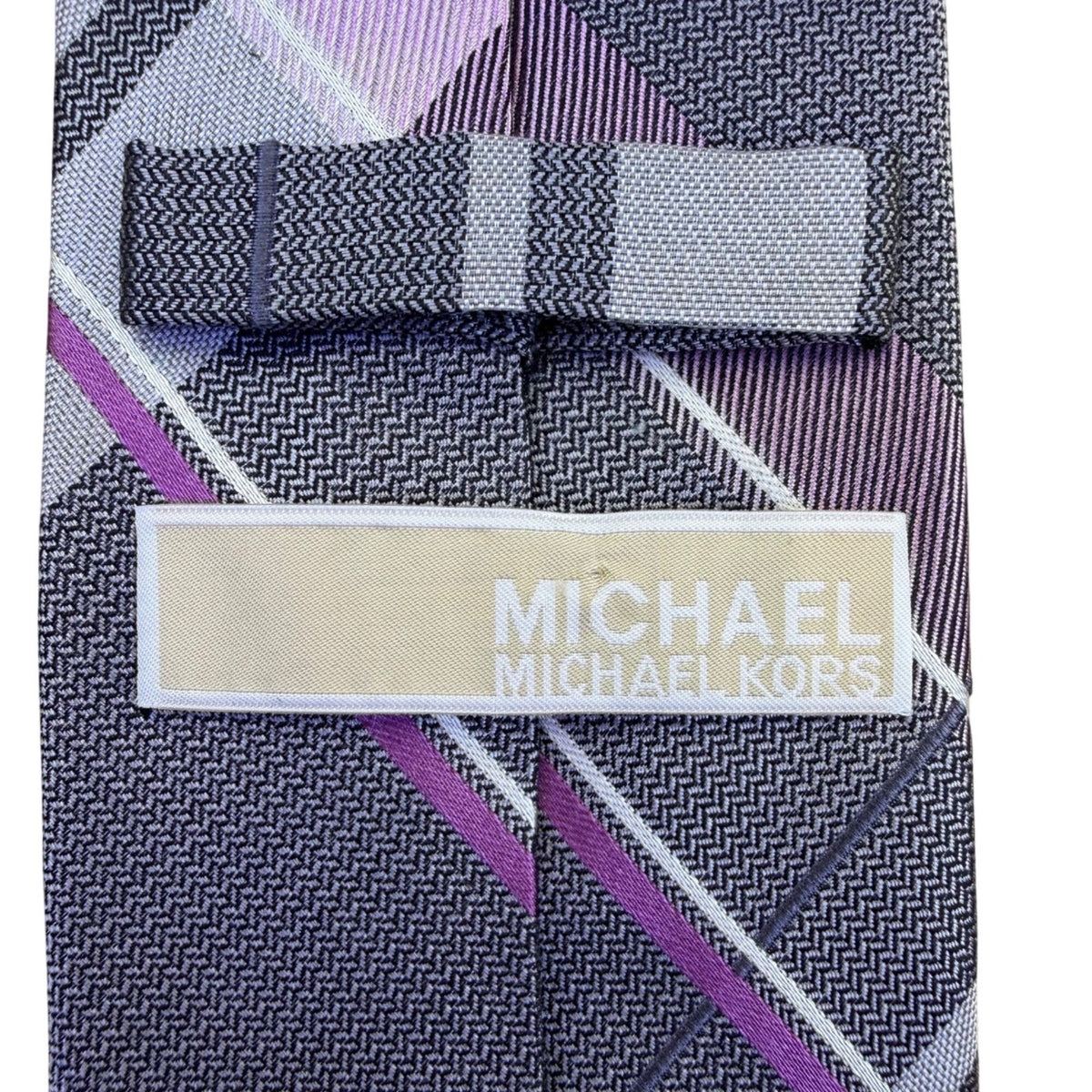 Michael Kors Mens Blue & Purple Plaid Silk Blend Neck Tie Elegant Business Style
