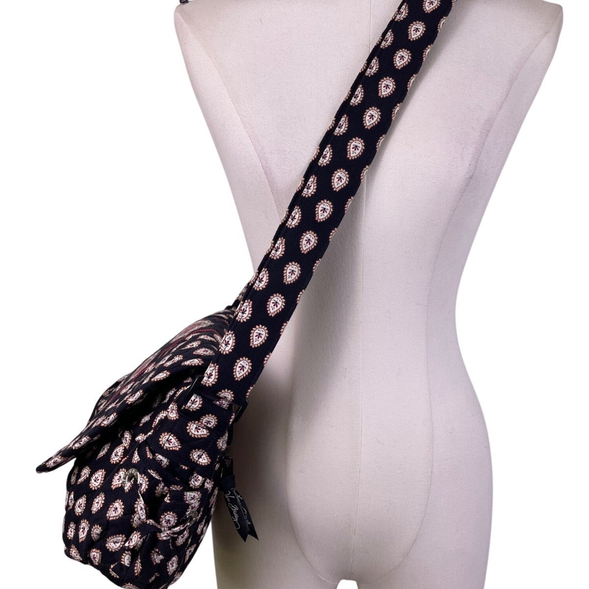 Vera Bradley Women’s Black Quilted Paisley Floral  Adjustable Crossbody Bag