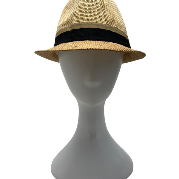 Westend Mens Natural Straw Fedora With Black Band