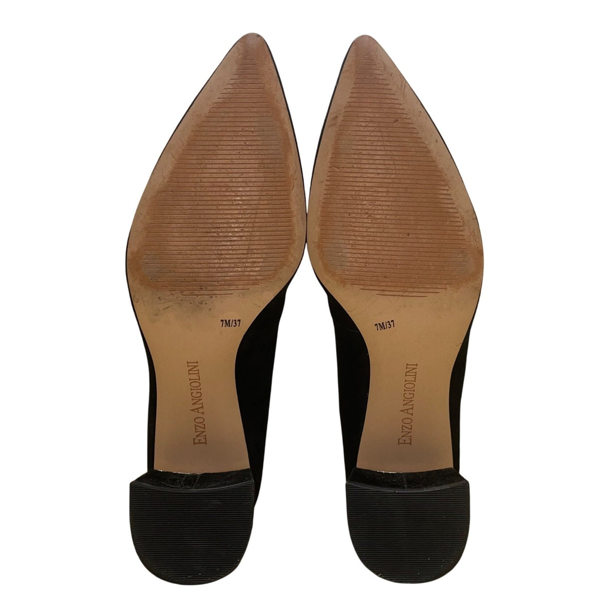 Enzo Angiolini Women's Black Suede Pointed Toe Denna Block Heel Loafers Size 7M