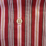Faconnable Mens Red & White Cotton Striped Long Sleeve Button-Up Shirt Size XL
