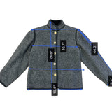 Saint Laurent Womens Gray Wool Button-Up Jacket Gold Accent Pockets Size 38