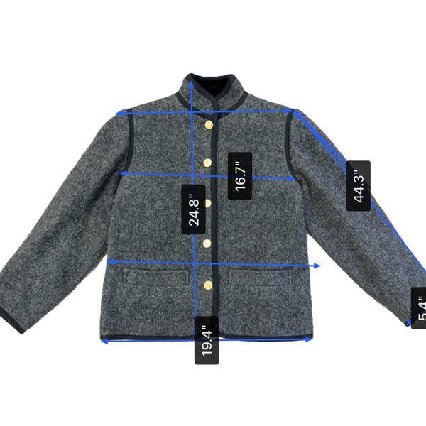 Saint Laurent Womens Gray Wool Button-Up Jacket Gold Accent Pockets Size 38